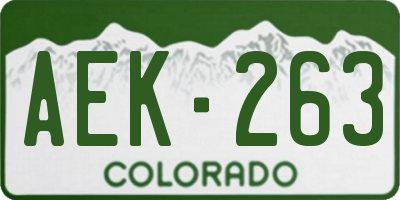 CO license plate AEK263