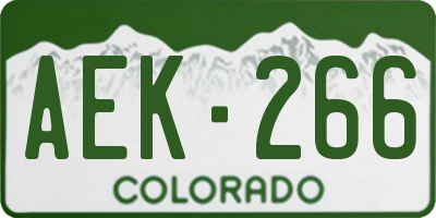 CO license plate AEK266