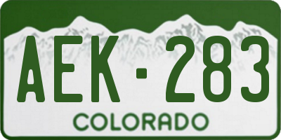 CO license plate AEK283