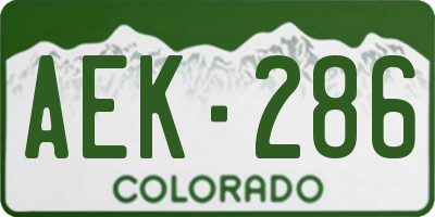 CO license plate AEK286