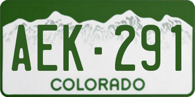 CO license plate AEK291