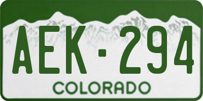 CO license plate AEK294