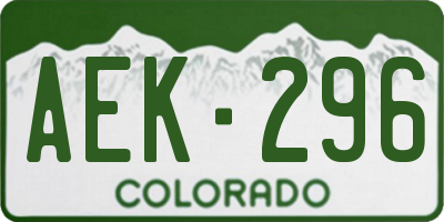 CO license plate AEK296