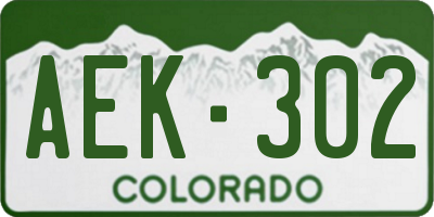 CO license plate AEK302