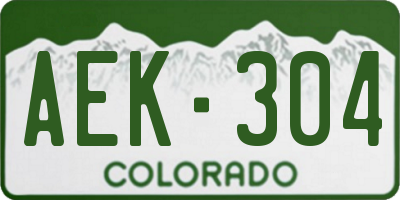 CO license plate AEK304