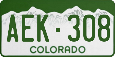 CO license plate AEK308