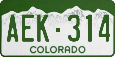 CO license plate AEK314