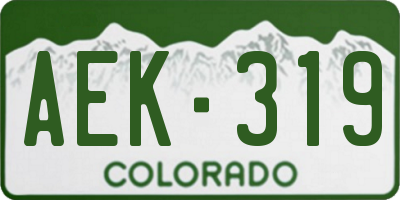CO license plate AEK319