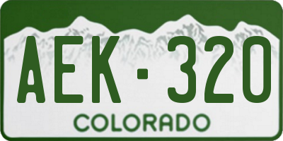 CO license plate AEK320