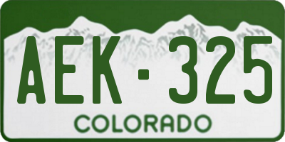 CO license plate AEK325