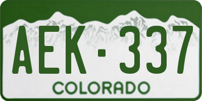 CO license plate AEK337