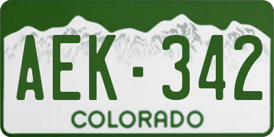 CO license plate AEK342