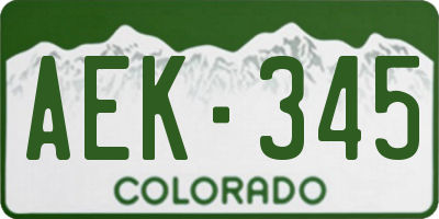 CO license plate AEK345