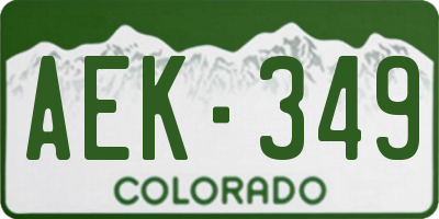 CO license plate AEK349