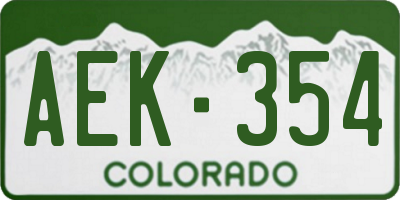 CO license plate AEK354