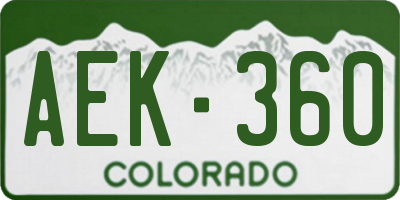 CO license plate AEK360