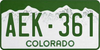 CO license plate AEK361
