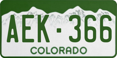 CO license plate AEK366