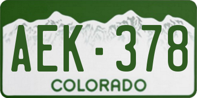 CO license plate AEK378