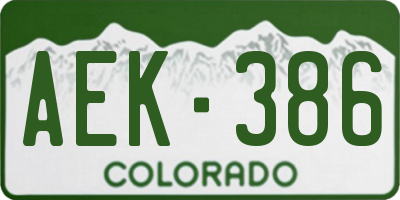 CO license plate AEK386