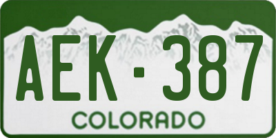 CO license plate AEK387