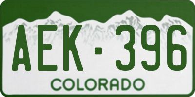 CO license plate AEK396
