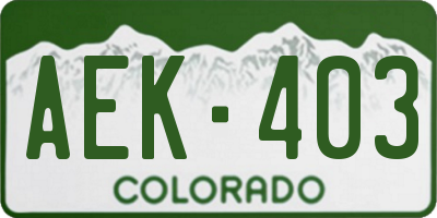 CO license plate AEK403