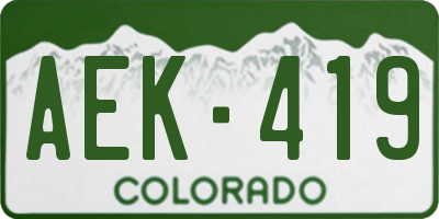 CO license plate AEK419