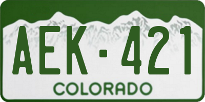 CO license plate AEK421