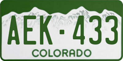 CO license plate AEK433