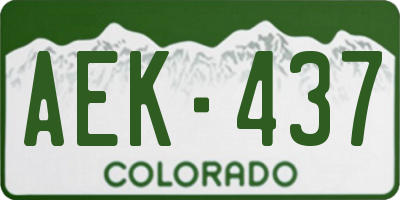 CO license plate AEK437