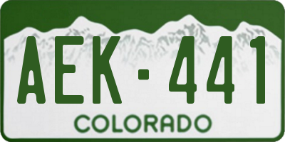 CO license plate AEK441
