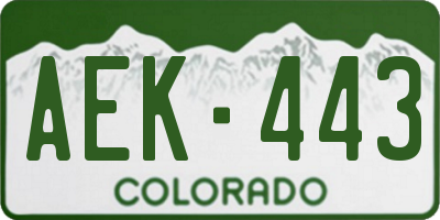 CO license plate AEK443