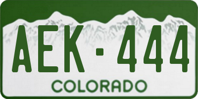 CO license plate AEK444