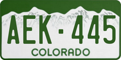 CO license plate AEK445