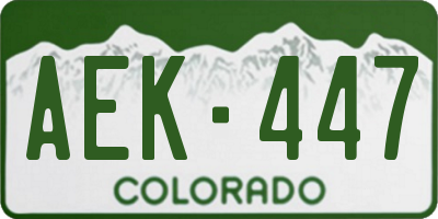 CO license plate AEK447