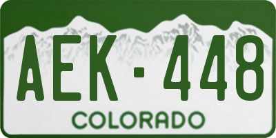 CO license plate AEK448
