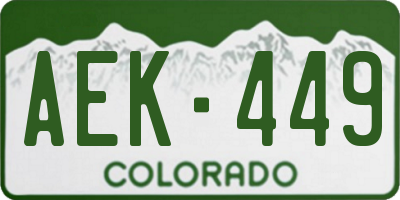 CO license plate AEK449