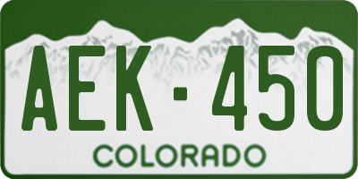 CO license plate AEK450