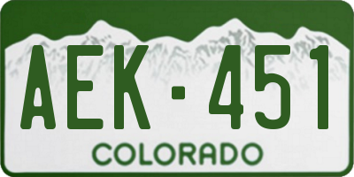 CO license plate AEK451