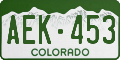 CO license plate AEK453