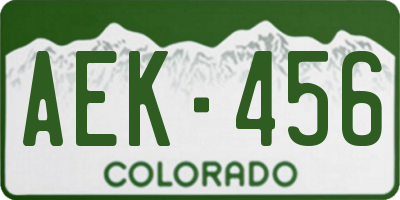 CO license plate AEK456