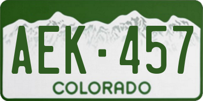 CO license plate AEK457
