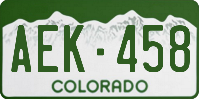 CO license plate AEK458