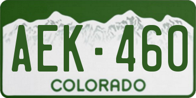 CO license plate AEK460