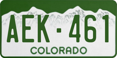 CO license plate AEK461