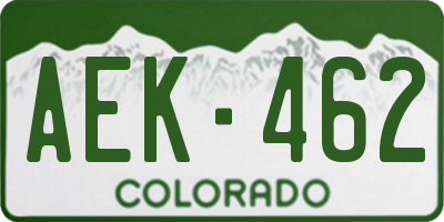 CO license plate AEK462