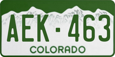 CO license plate AEK463