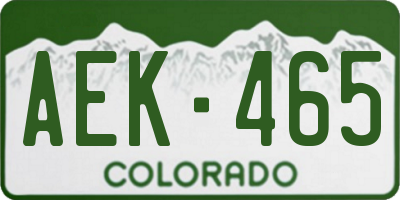 CO license plate AEK465