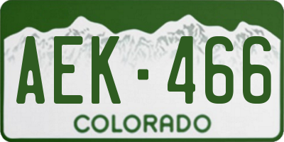 CO license plate AEK466